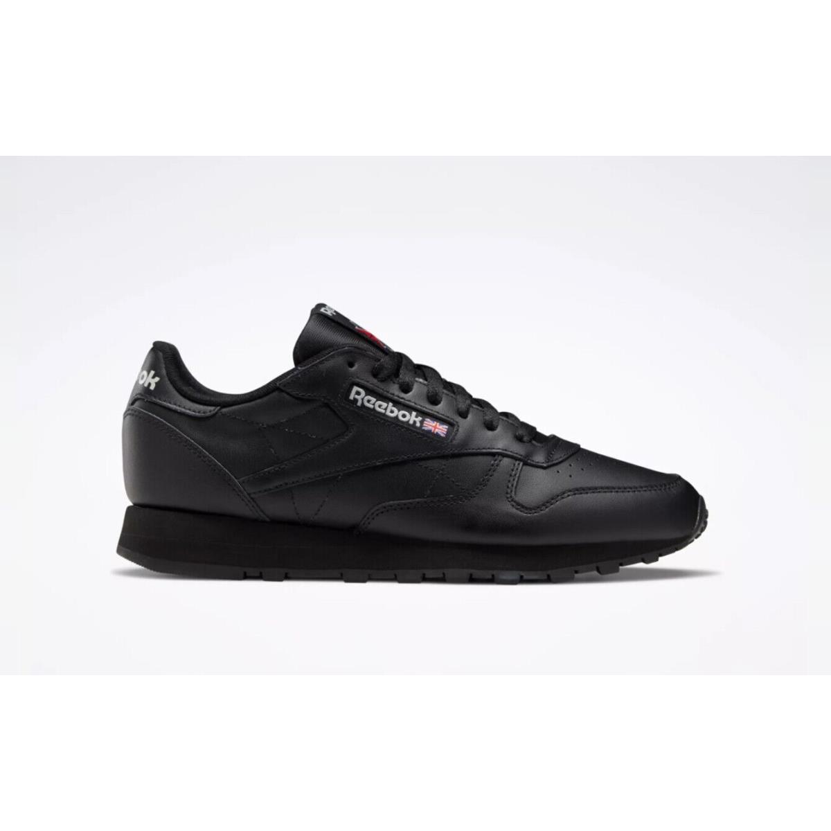 Reebok Classic Leather Black Black Pure Grey Mens Shoes Fashion Sneakers