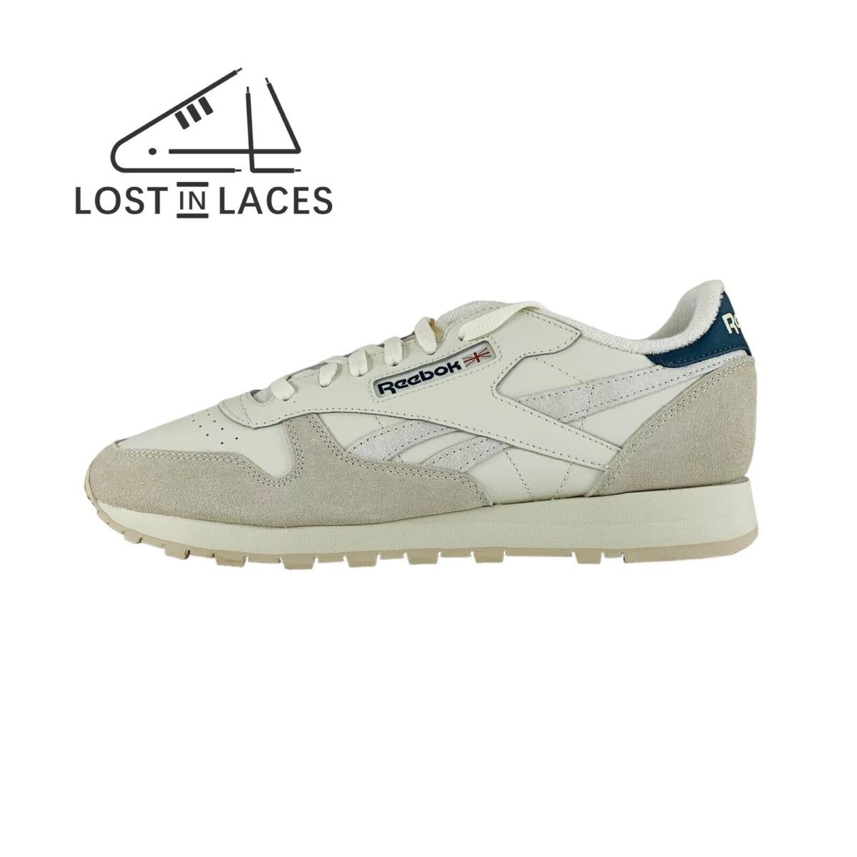 Reebok Classic Leather Chalk Hoops Blue Sneakers Men`s Shoes 100032773