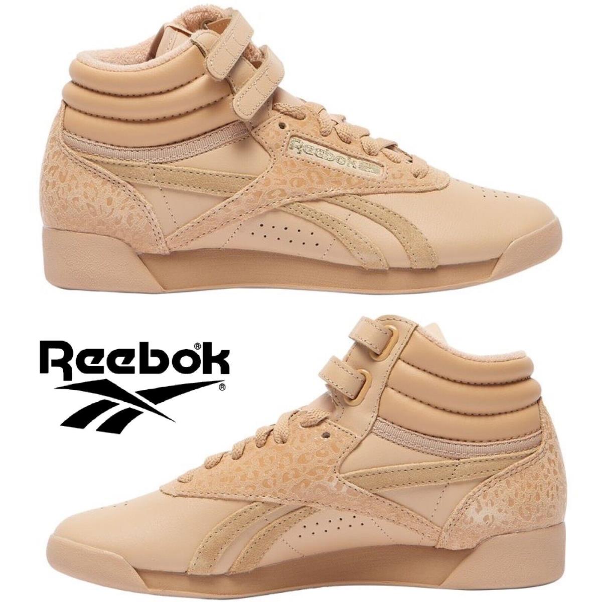 Reebok Freestyle HI Women`s Sneakers Sport Workout Casual Shoes Sahara Beige