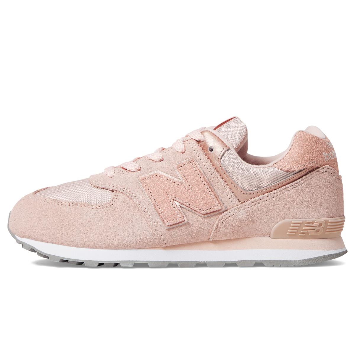 New Balance Boy`s 574 V1 Lace-up Sneaker Pink Haze/White