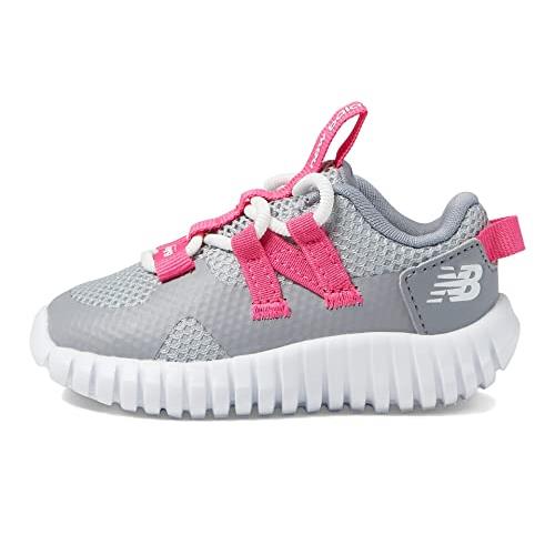 New Balance Baby-girl`s Playgruv V2 Bungee Sneaker Steel/Hi-pink