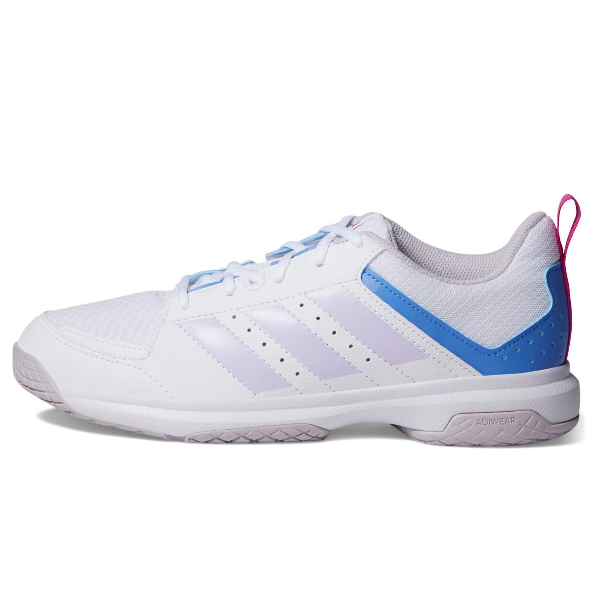 Adidas Women`s Ligra 7 Indoor Court Shoe White/Silver Dawn/Blue Fusion