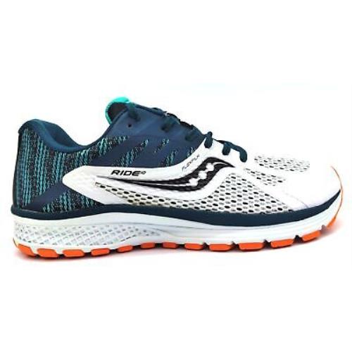 Saucony Big Kid`s Running Shoes Ride 10 Flexfilm S16000-5 Teal White Size 7 M - Teal / White