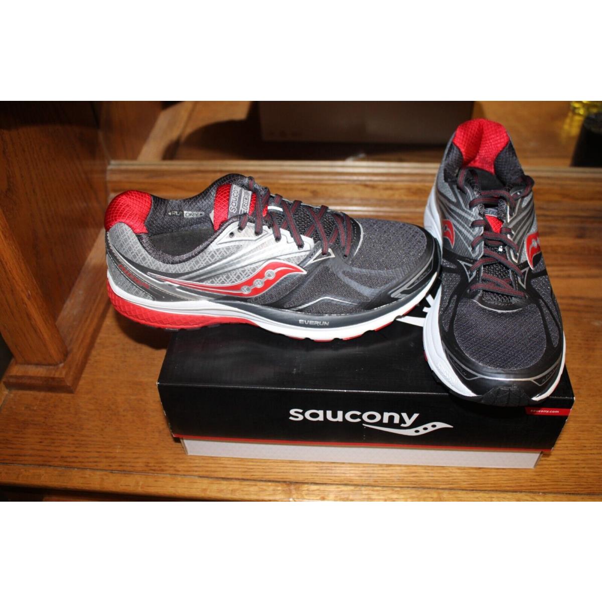 Saucony Ride 9 Running Shoes S201318-1 Mens Size 8 Gray/red