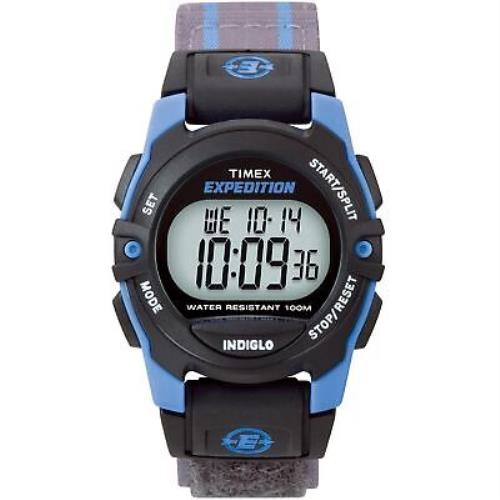Timex Unisex T49660 Expedition Mid-size Digital Cat Gray/blue Stripe Fast Wrap