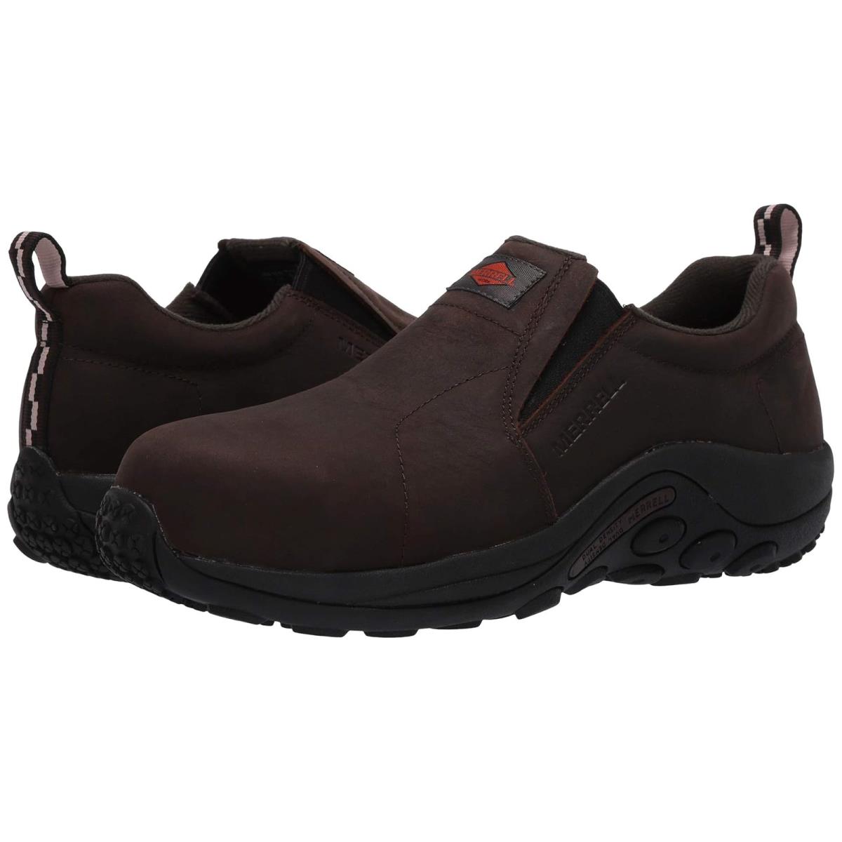 Woman`s Shoes Merrell Work Jungle Moc Leather Composite Toe - Espresso