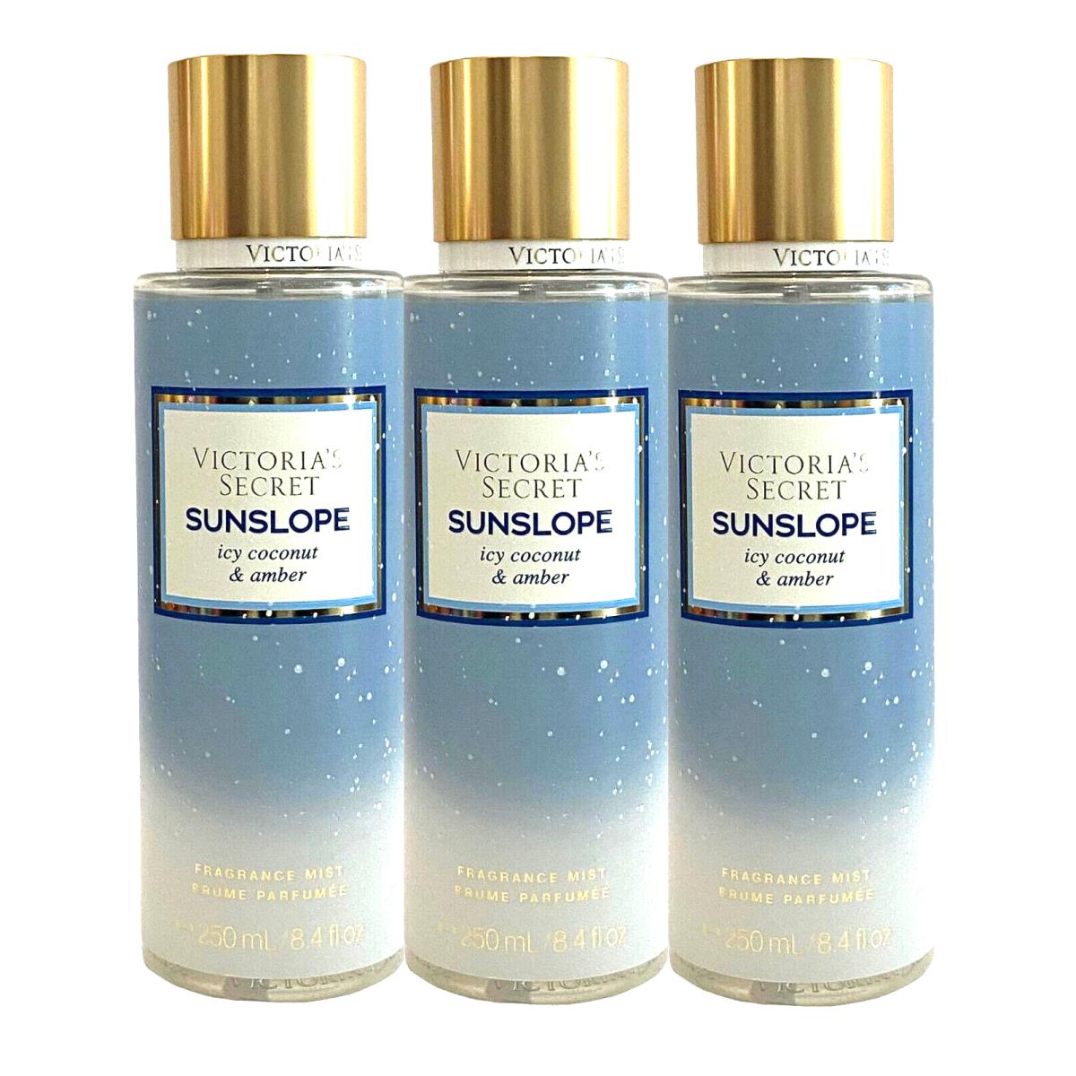 3 Victoria`s Secret Fragrance Mist Sunslope Icy Coconut Amber 8.4 FL OZ