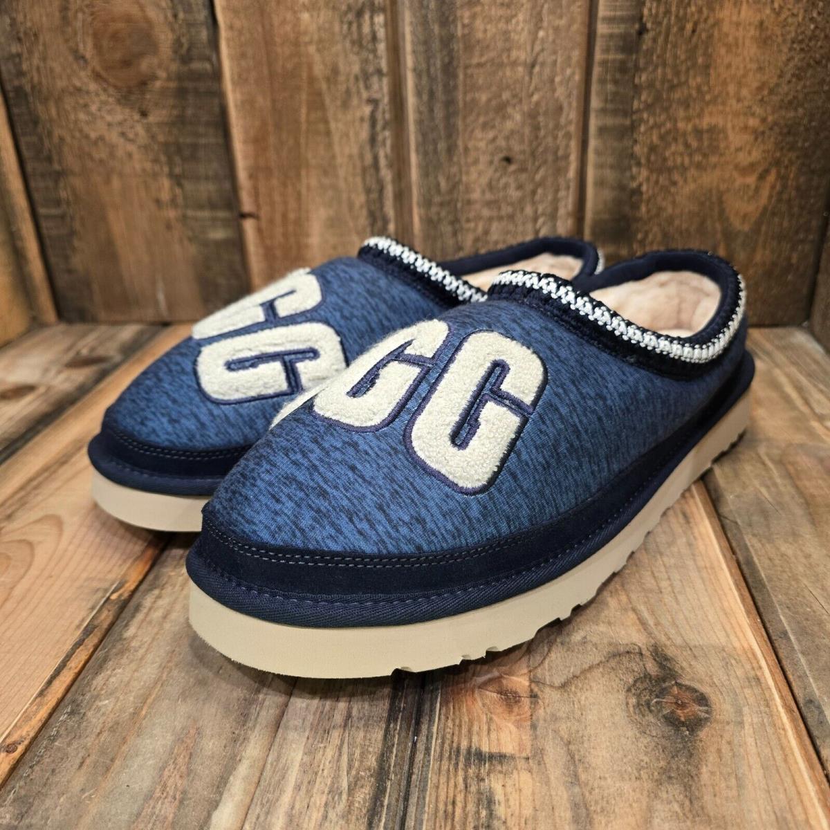 Mens US 12 Ugg Tasman Fur Jersey Cozy Slipper Shoes Blue Wool Logo Eur 45