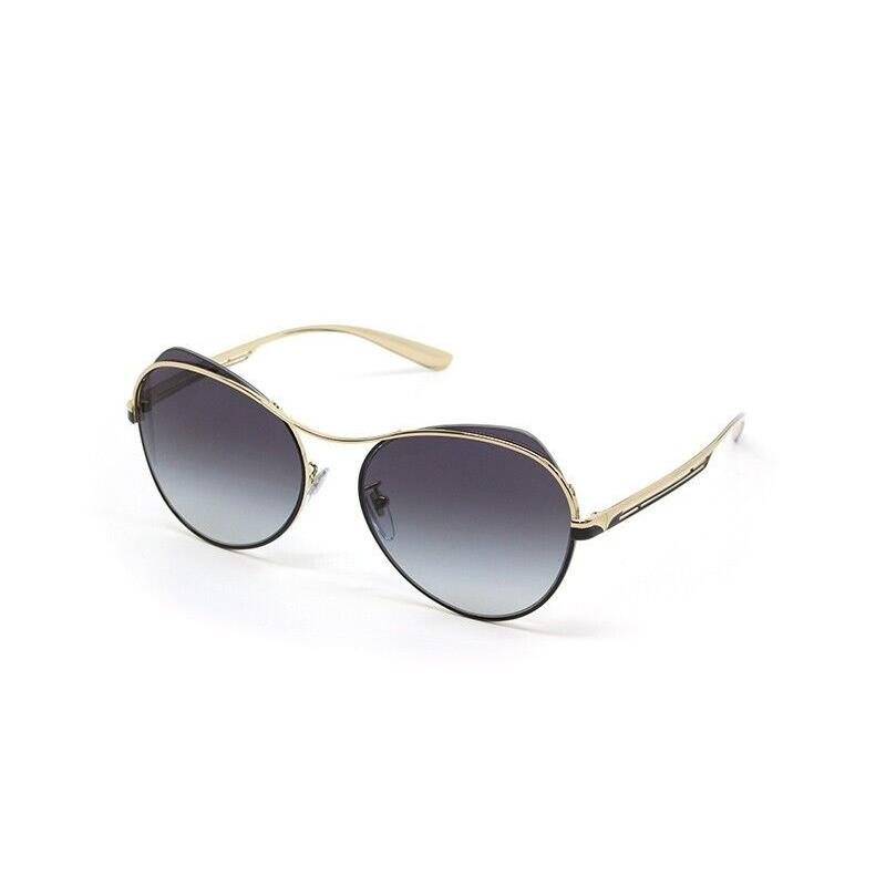 Bvlgari Sunglasses BV6120 20338G Pale Gold Black Frame W/ Grey Gradient Lens