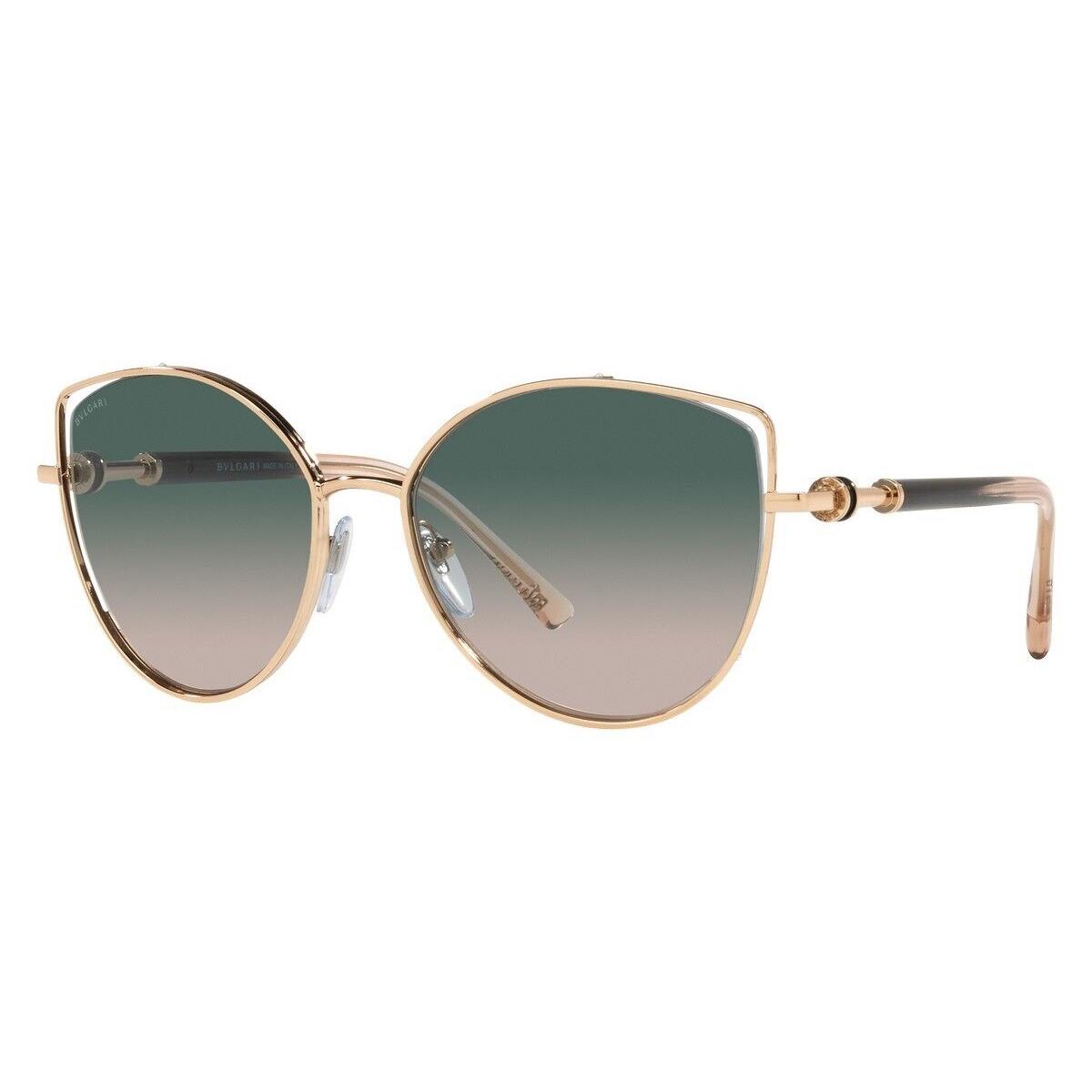 Bvlgari Sunglasses BV6168 20142C Pink Gold Frame W/ Light Brown Gradient Green