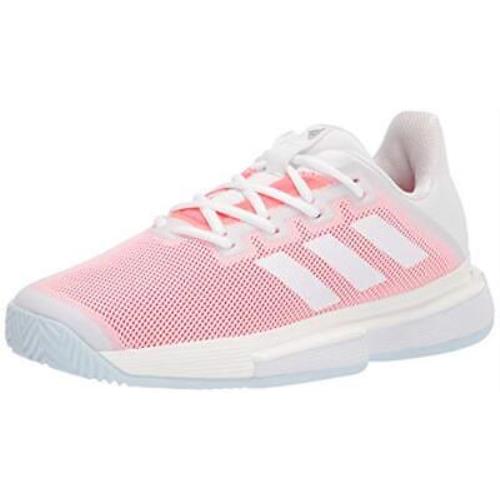Adidas Women`s Solematch Bounce Tennis Shoe White/white/signal Pink 11