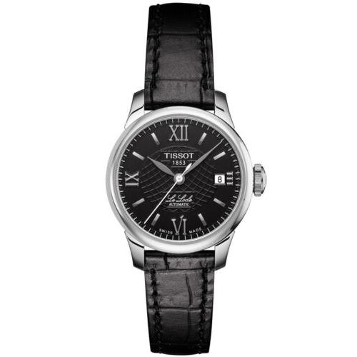 Tissot Ladies Le Locle Black Dial Black Leather Automatic Watch T41.1.123.57