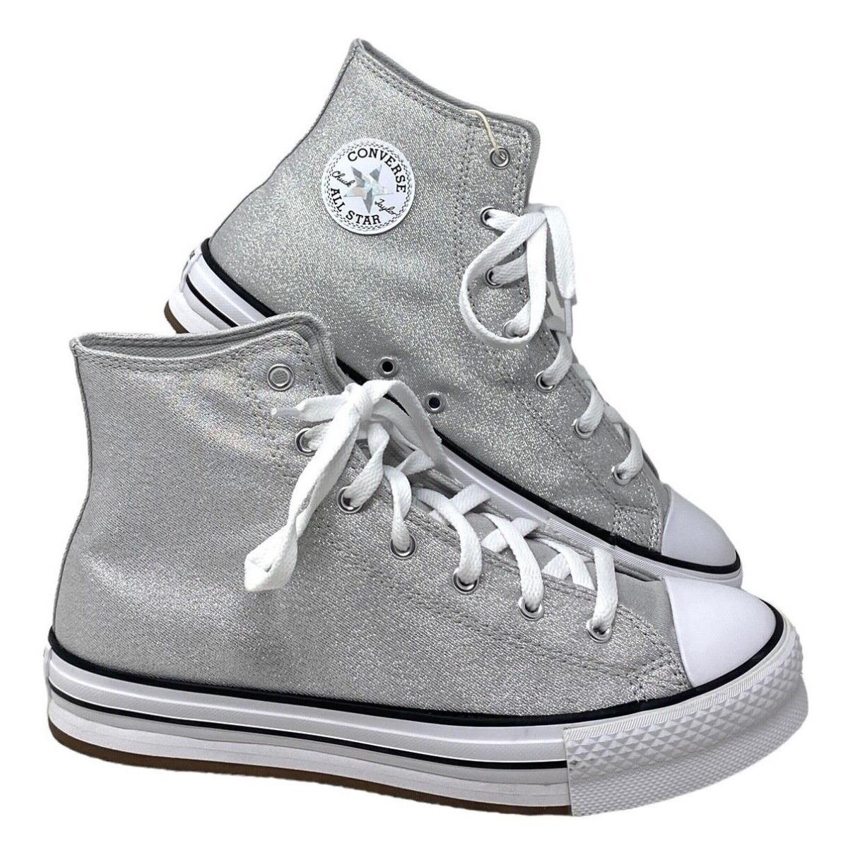 Converse Chuck Taylor Lift Platform SB Canvas Silver Shoes Women`s Kids A06128C