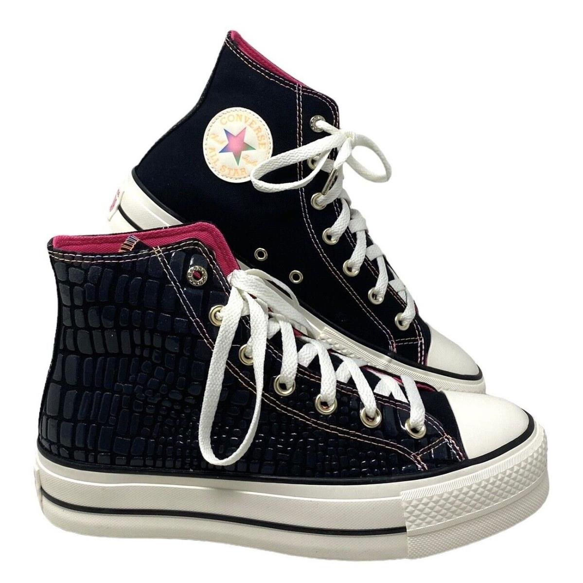 Converse Lift Platform Leather Canvas High Shoes Black Pink Casual Women A06864C