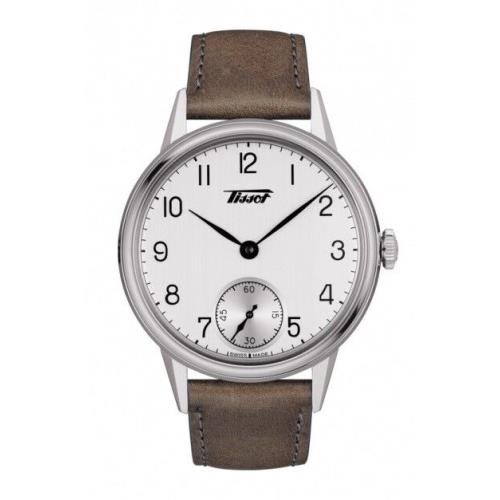 Tissot Heritage Petite Seconde Leather Strap Mens Watch T1194051603701 - Silver Dial, bro Band