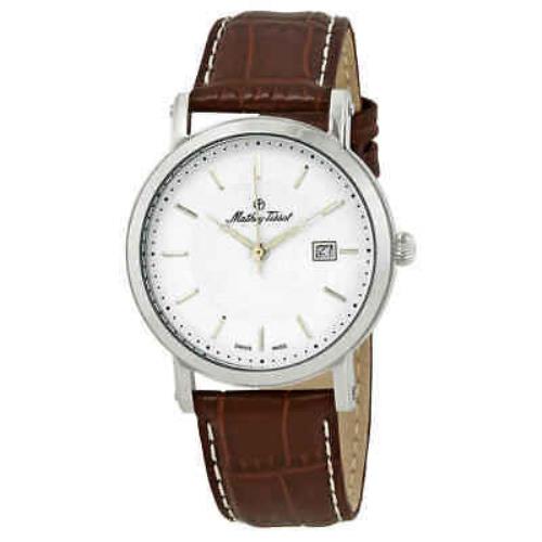 Mathey-tissot City White Dial Brown Leather Men`s Watch H611251AI - Dial: White, Band: Brown, Bezel: Silver-tone