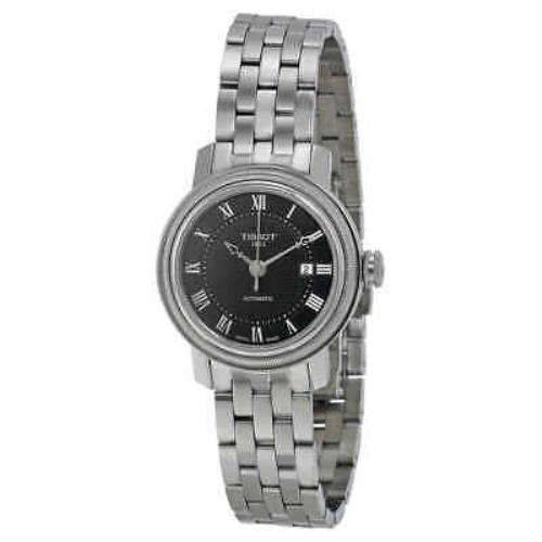 Tissot Bridgeport Lady Automatic Ladies Watch T0970071105300 - Dial: Black, Band: Gray, Bezel: Silver
