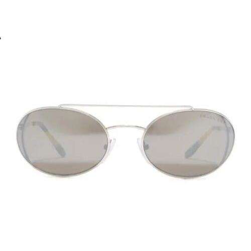 Prada Spr 66VS61-ZP Oval Silver Sunglasses Gray Lenses 51mm - Frame: Silver, Lens: Gray