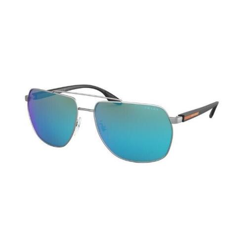 Prada Men Sunglasses PS55VS 7CQ5M2 Matte Gunmetal/blue Mirror Lens 62mm
