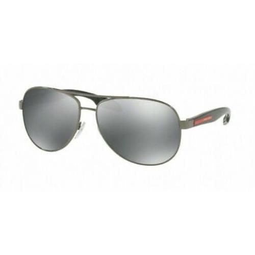 Prada Sport Sunglasses PS53PS 5AV5L0 62mm Gunmetal / Light Grey Mirror Black