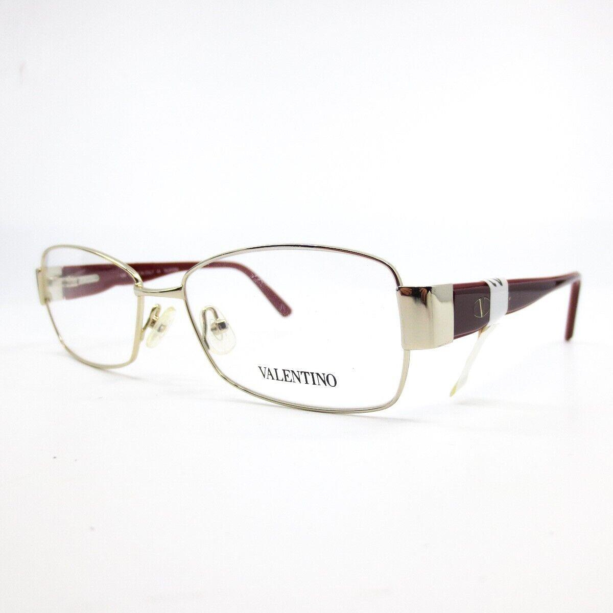 Valentino Eyeglasses Frames V2101 720 Red Silver Rectangular Full Rim 52-15-135