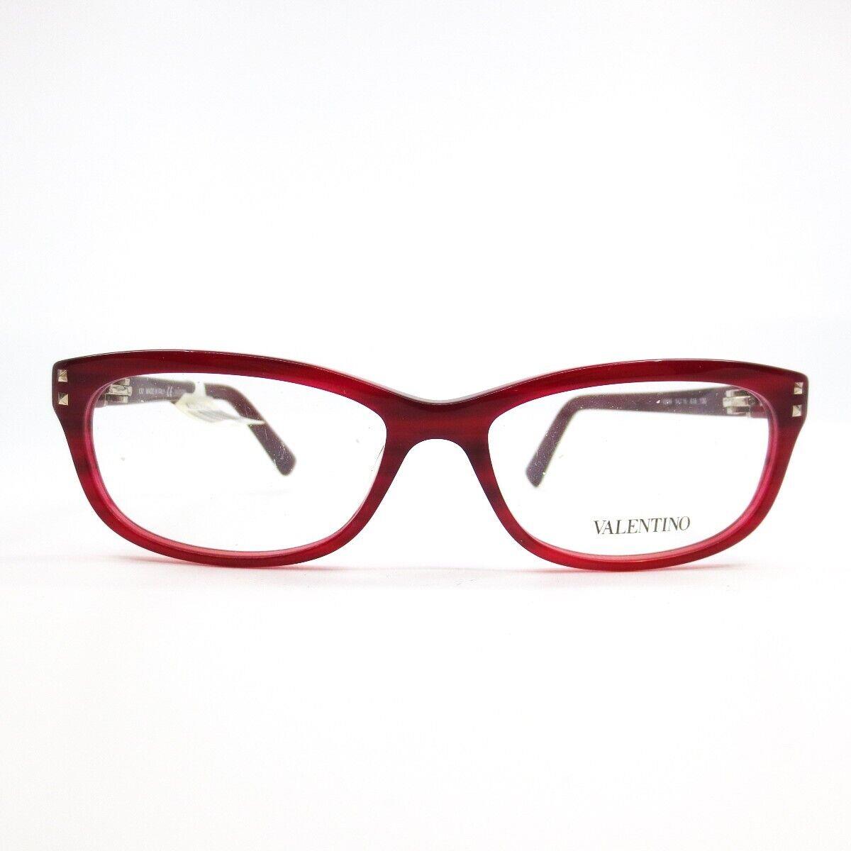 Valentino V2649 618 Eyeglasses Frames Red Rectangular Cat Eye Studded 54-16-130