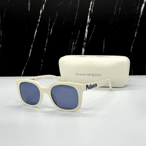 AM0348S 003 Alexander Mcqueen Unisex White Square Sunglasses