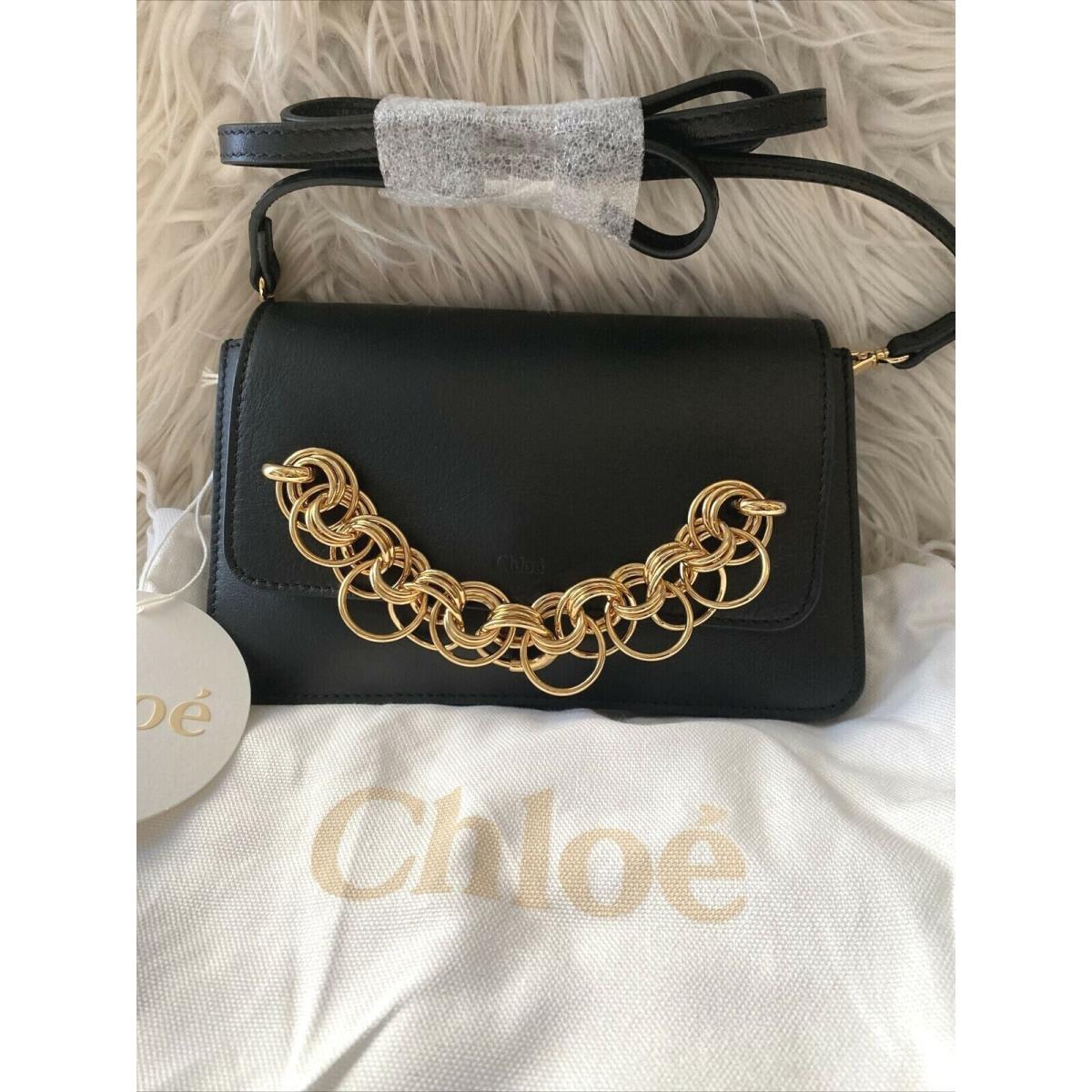 Chloe Drew Bijou Black Leather Gold Chain Crossbody Bag Gorgeous