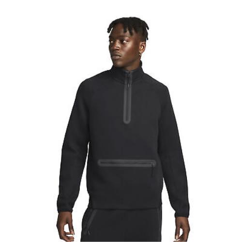 Men`s Nike Sportswear Black Tech Fleece Half Zip Sweatshirt