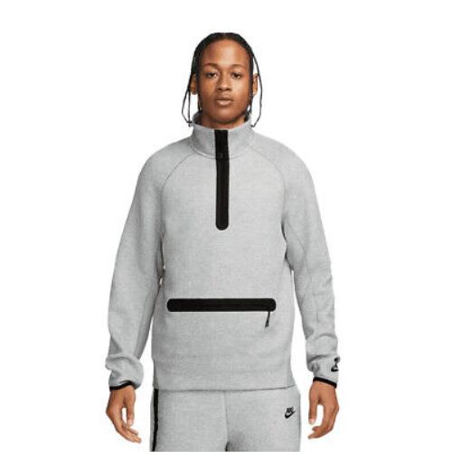 Men`s Nike Sportswear Dark Grey Heather/matte Silver Tech Fleece Half Zip