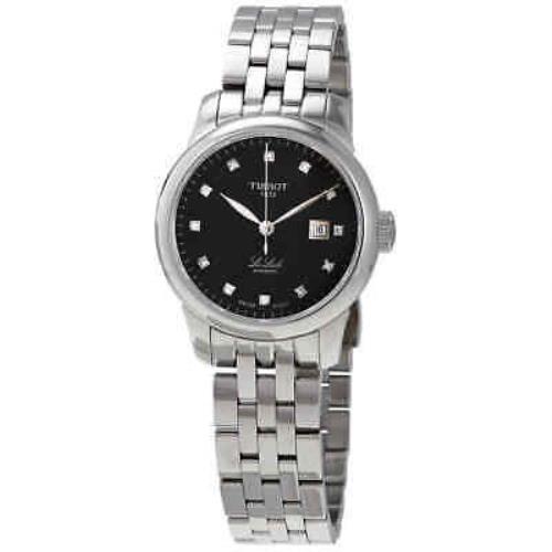 Tissot Le Locle Automatic Diamond Ladies Watch T006.207.11.126.00 - Dial: Black Mother of Pearl, Band: Silver-tone, Bezel: Silver-tone
