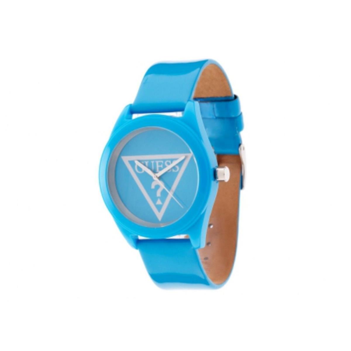 Guess W65014L4 Women`s Analog Watch Blue Classic Logo Gloss Leather Strap