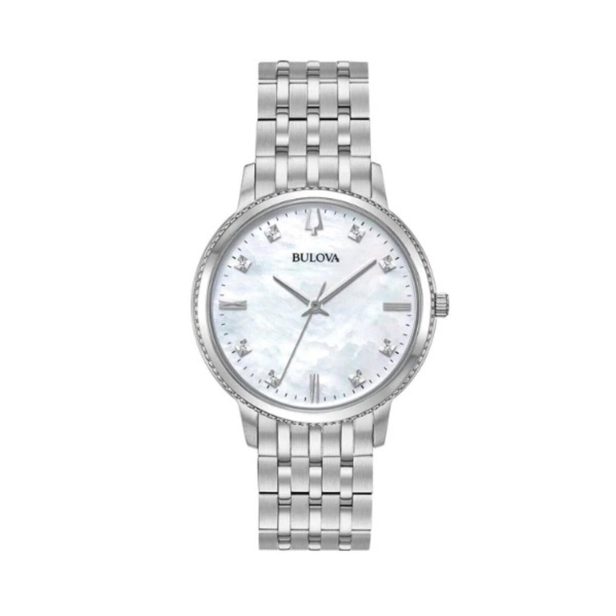 Bulova Women`s Quartz Diamond Accent Silver Stainless Steel Watch 32MM 96P207