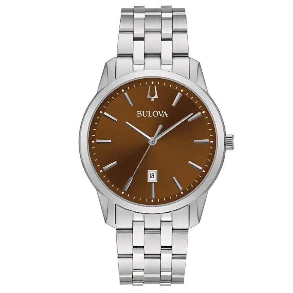 Bulova Slim Men`s Quartz Date Silver-tone Watch 40MM 96B340