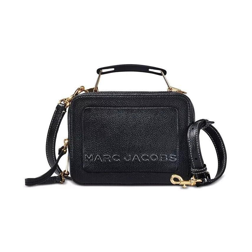 Marc Jacobs The Box 20 Leather Double Zip Crossbody Bag Black / Gold Hardw