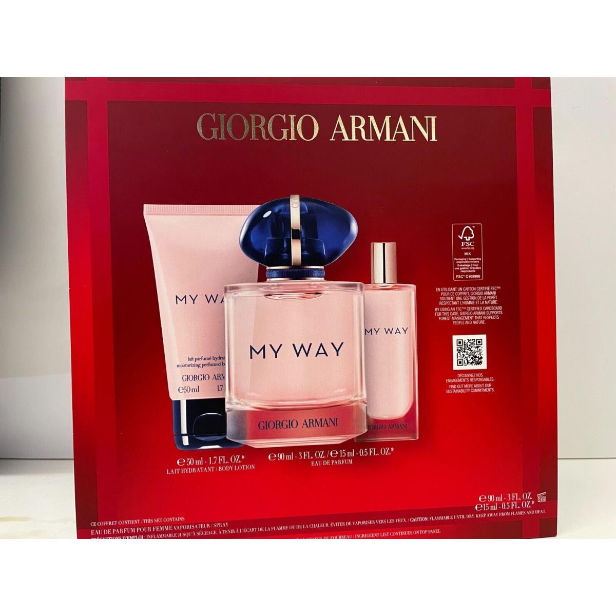 Armani My Way 3 Piece Gift Set For Women 3.0 OZ Eau de Parfum Mini Perfume 1