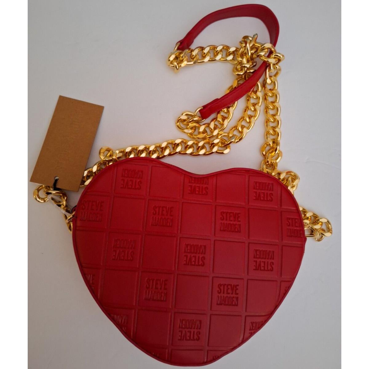 Steve Madden Bcece Heart Shape Crossbody Bag. Red