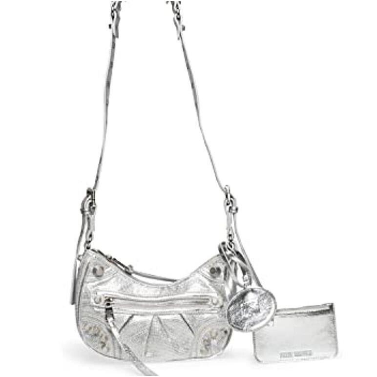 Steve Madden Glowing Crossbody Bag with Pouch Metallic Silver