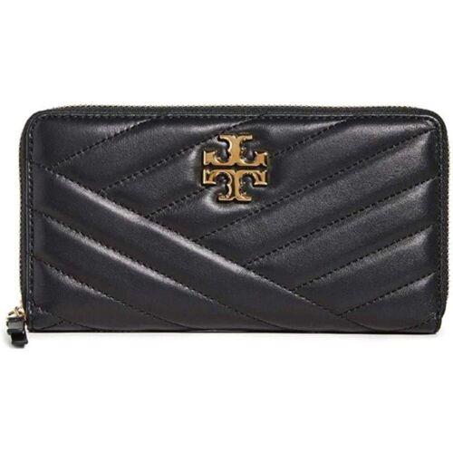 Tory Burch Hb Women Leather Wallet Kira Chevron Zip Around Continental Black