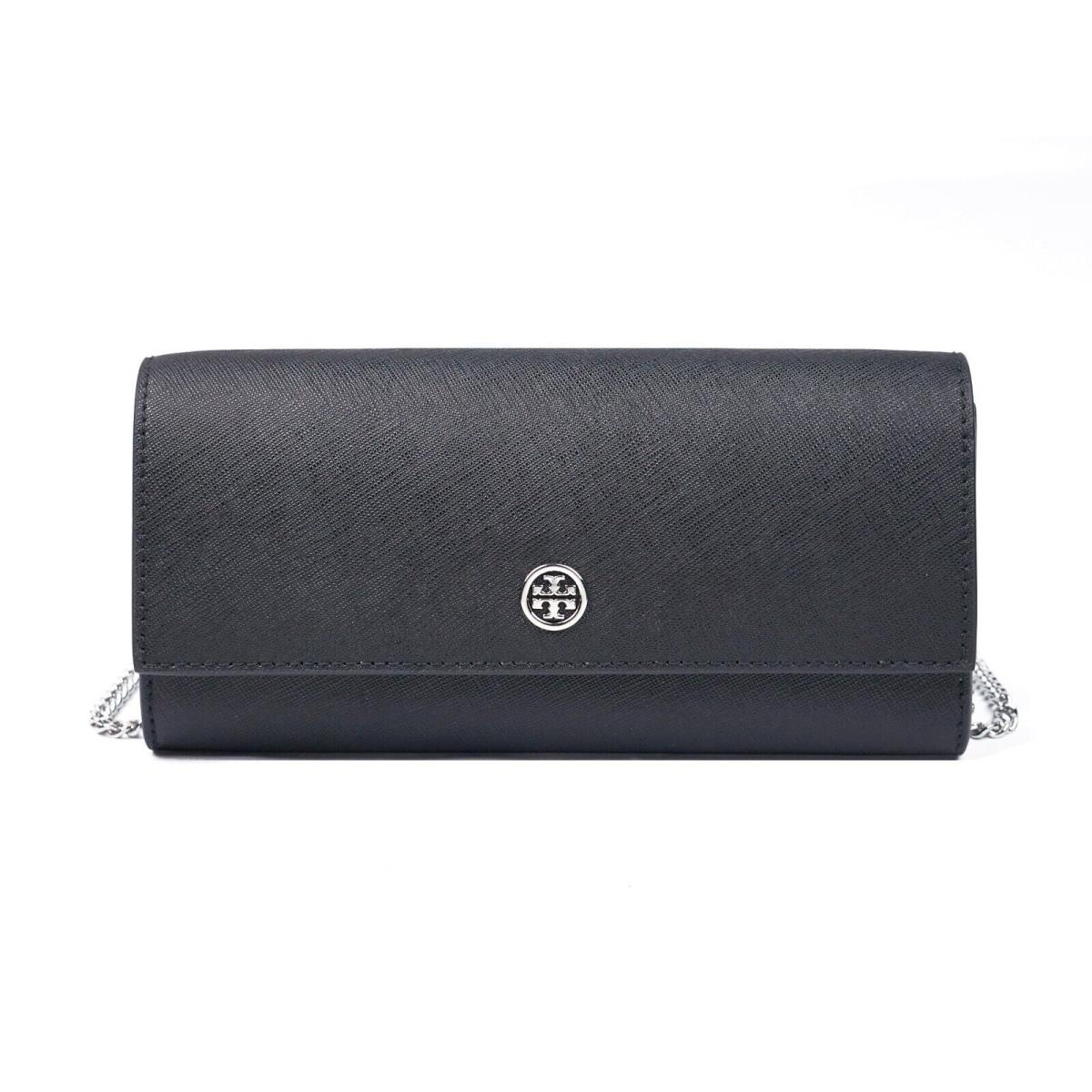 Tory Burch Emerson Black Saffiano Chain Wallet Clutch Crossbody Purse Bag 157098