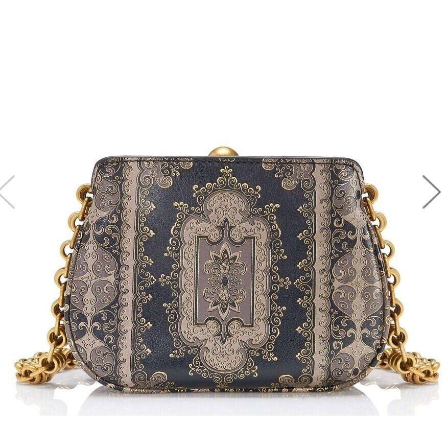 Tory Burch Mini Shoulder Frame Bag in Morocco Color Blk Gld