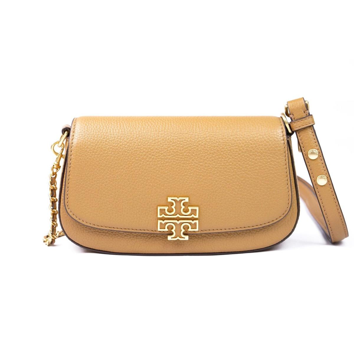 Tory Burch Britten Tan Leather Convertible Flap Crossbody Shoulder Bag 138772