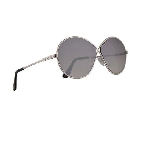 Tom Ford TF564-18C Rania Round Sunglasses Rhodium Silver/grey Smoke Mirror 64 mm