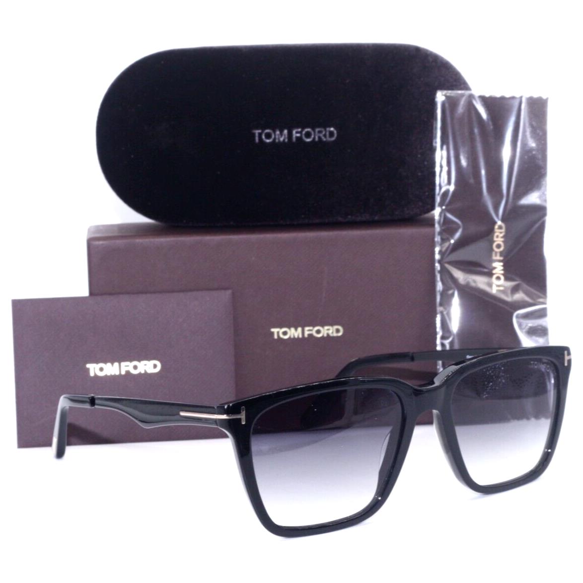 Tom Ford Garrett TF 862 01B Shiny Black Grey Gradient Lens Sunglasses 54-17