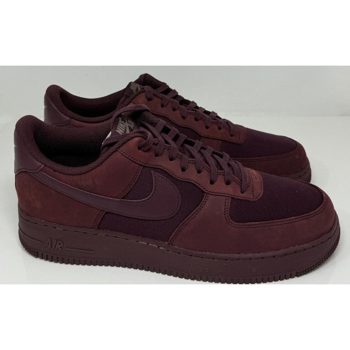 Nike Men`s Size 12 Air Force 1 `07 FB8876 600 Burgundy Noboxlid - Red