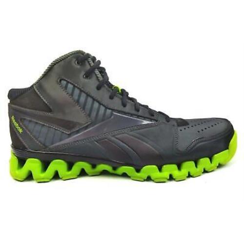 Reebok Men`s Basketball Shoes Zig Tech Gravel Black Charged Green