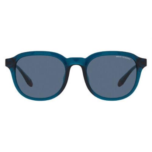 Armani Exchange AX4129SU Sunglasses Shiny Transparent Blue Dark Blue 54mm