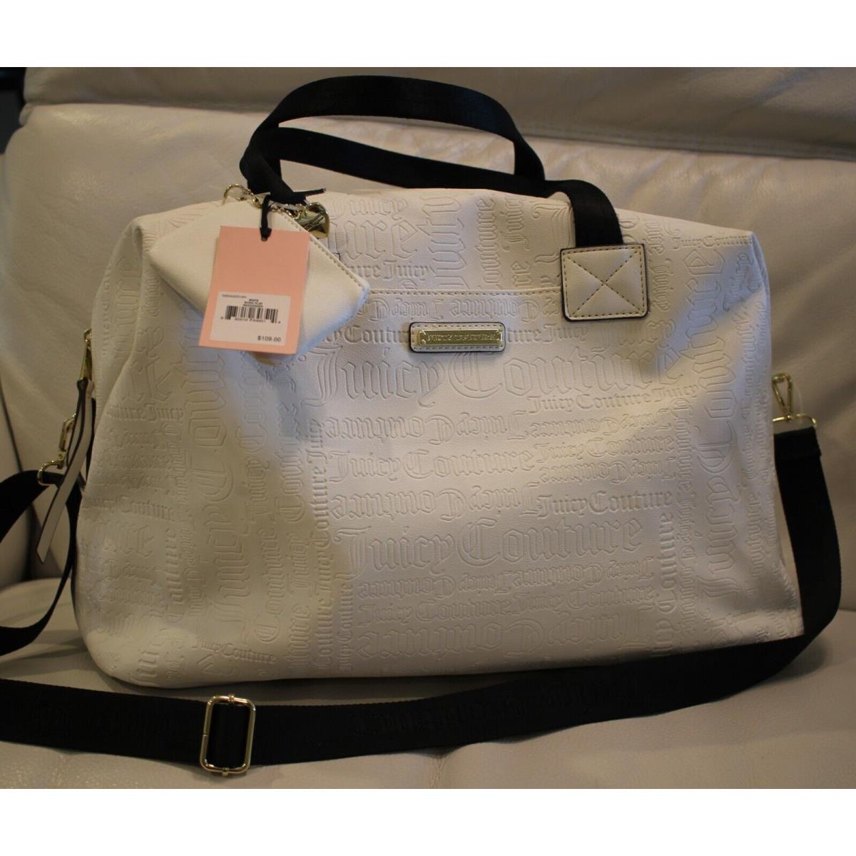 Juicy Couture White Word Play Weekender Overnight Bag