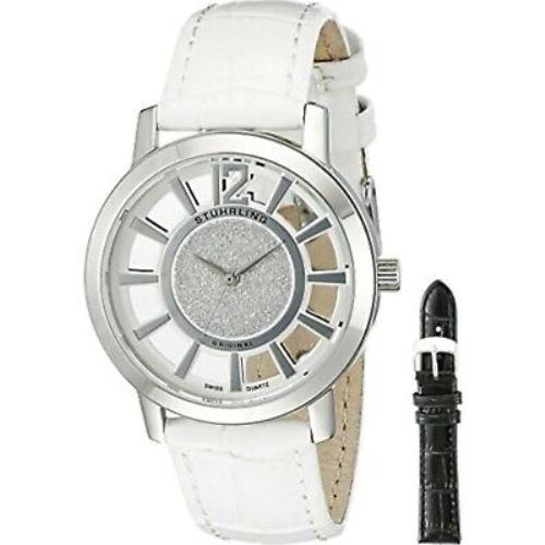 Stuhrling Original 388LS.01 Lady Edinburgh Glitter Dial B/w Strap Watch