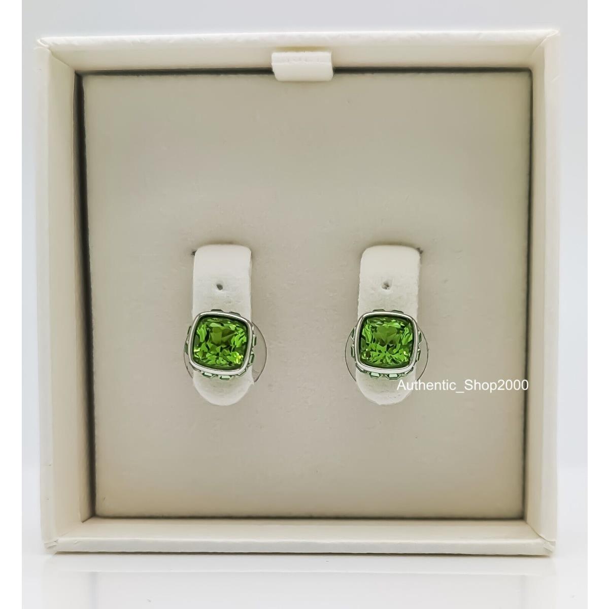 Swarovski Rhodium Green Crystals August Birthstone Stud Earrings 5661958
